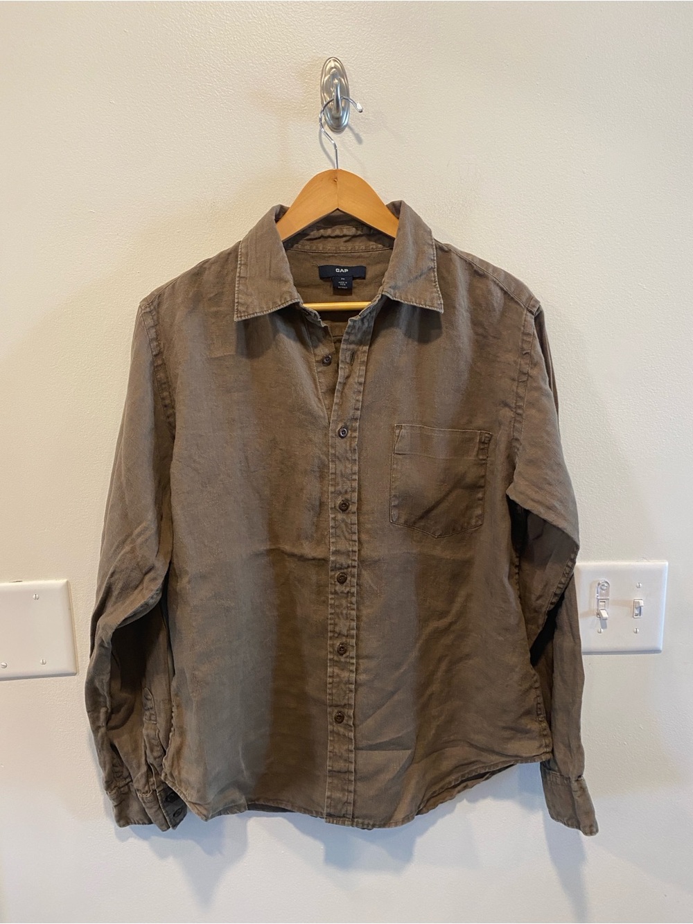Vintage Y2K GAP Mens 100% Linen Shirt Medium relaxed Button Down coastal gorpcor